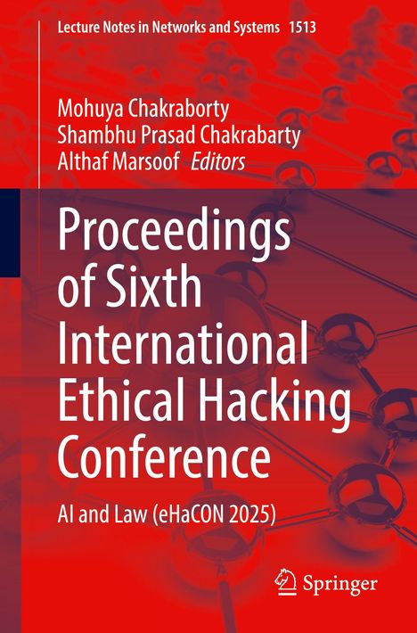 "Proceedings of Sixth International Ethical Hacking Conference. AI and Law (eHaCON 2025)" auf rotem Hintergrund.
