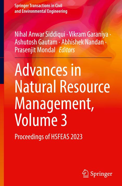 Buchtitel: "Advances in Natural Resource Management, Volume 3", Herausgeber: Siddiqui, Garaniya, Gautam, Nandan, Mondal. Springer-Logo.