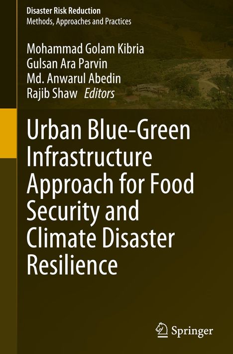Buchtitel: "Urban Blue-Green Infrastructure Approach for Food Security and Climate Disaster Resilience". Springer-Logo unten.