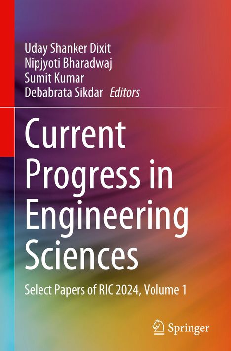 "Current Progress in Engineering Sciences" steht auf buntem Hintergrund, mit Namen der Herausgeber oben und dem Springer-Logo unten.