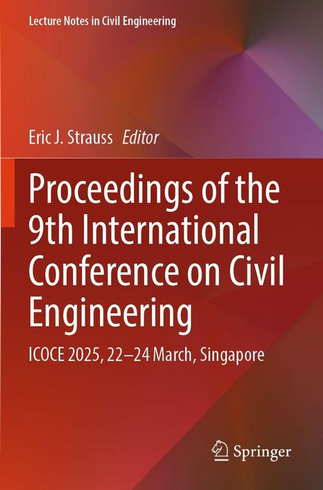 Buchtitel in Weiß: "Proceedings of the 9th International Conference on Civil Engineering". Roter Hintergrund.