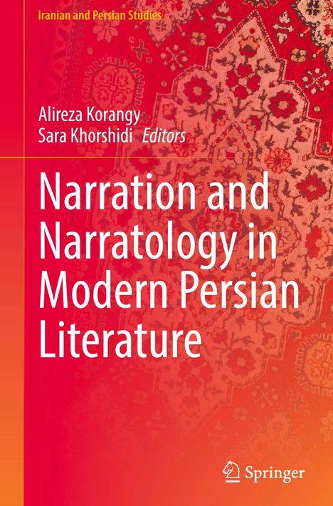 "Narration and Narratology in Modern Persian Literature" auf orientalischem Teppichmuster, Springer-Logo unten.