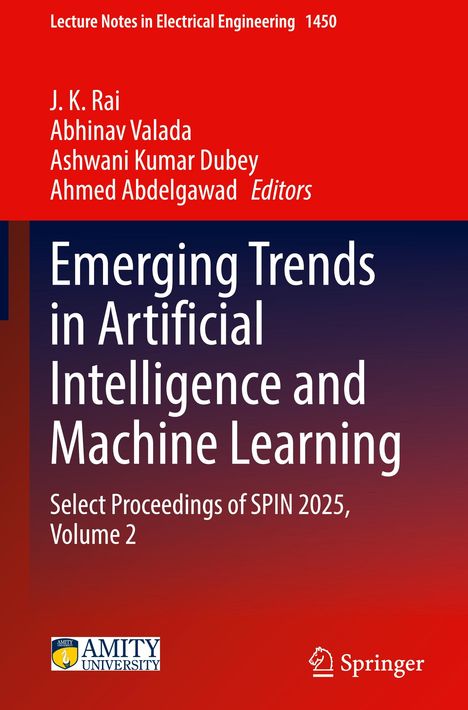 „Emerging Trends in Artificial Intelligence and Machine Learning“ von J. K. Rai und anderen, blau-roter Hintergrund.