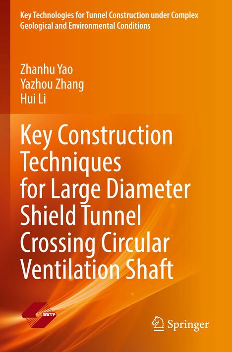 Titel: "Key Construction Techniques for Large Diameter Shield Tunnel". Hintergrund in warmem Orange mit dynamischem Muster.