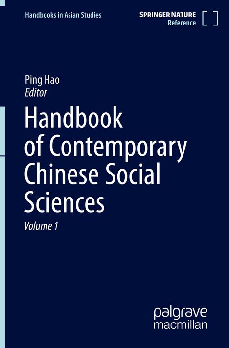 Titel: "Handbook of Contemporary Chinese Social Sciences Volume 1". Dunkelblauer Hintergrund, schlichtes Design.