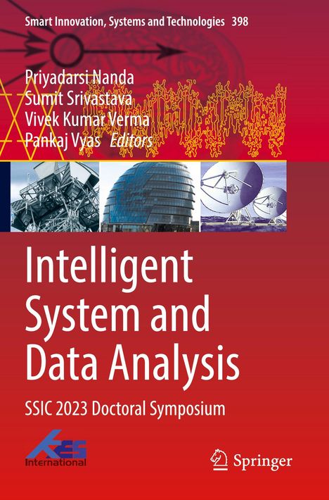„Intelligent System and Data Analysis“ steht groß auf einem rot-gelben Hintergrund mit technischen Grafiken und Fotos.