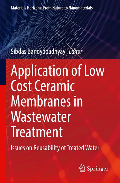 Titel: "Application of Low Cost Ceramic Membranes in Wastewater Treatment." Logo: Springer. Hintergrund: Linienmuster.