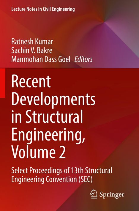 Titel: "Recent Developments in Structural Engineering, Volume 2". Rotes Hintergrunddesign mit abstrakten Formen. Springer-Logo.