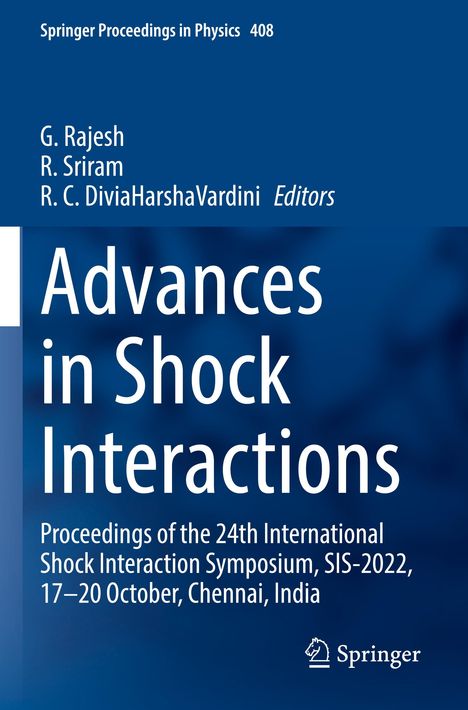 "Advances in Shock Interactions" von G. Rajesh, R. Sriram, R. C. DiviaHarshaVardini; blaues Cover mit Springer-Logo.