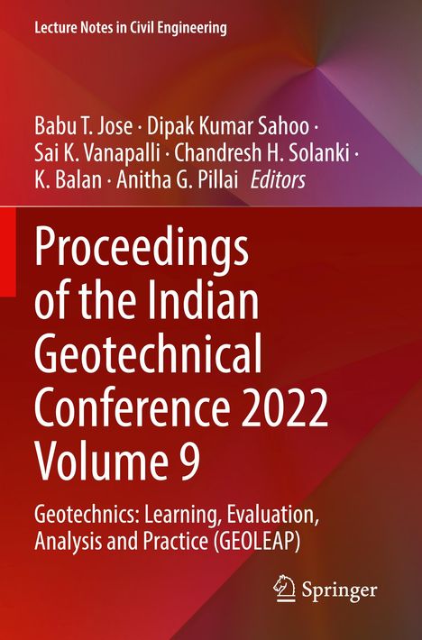Titel: Proceedings of the Indian Geotechnical Conference 2022. Roter Hintergrund, Springer-Logo unten rechts.