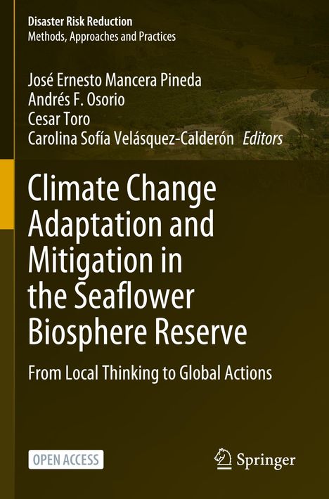 „Climate Change Adaptation and Mitigation in the Seaflower Biosphere Reserve“ steht auf einem wissenschaftlichen Buchcover.