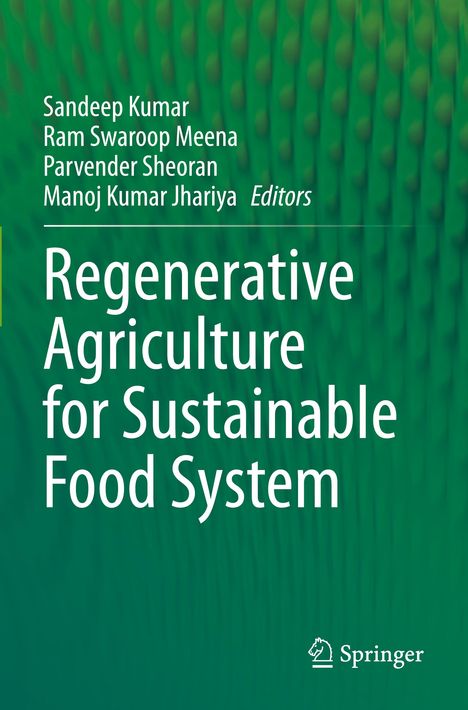 Text: "Regenerative Agriculture for Sustainable Food System." Grüne Hintergrundtextur. Springer-Logo unten rechts.