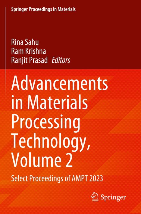"Springer Proceedings in Materials", rote und orange Farben, Namen der Herausgeber, Titel über Materialverarbeitung, Springer-Logo.