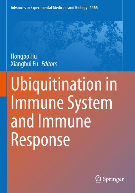 Titel: "Ubiquitination in Immune System and Immune Response". Blaue und orange Farbverläufe, Springer-Logo.