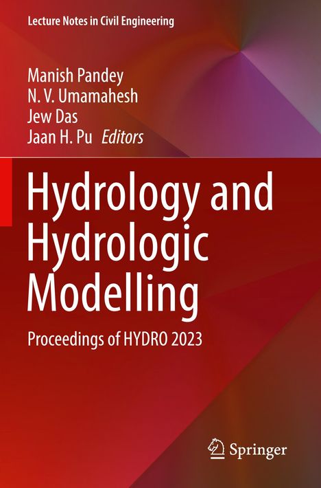 Titel: "Hydrology and Hydrologic Modelling - Proceedings of HYDRO 2023". Roter Hintergrund mit geometrischen Mustern.
