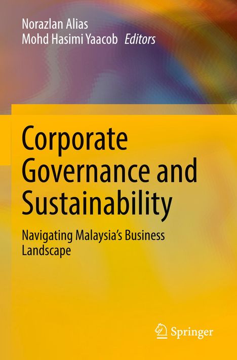 "Corporate Governance and Sustainability", mit buntem Hintergrund in Gelb und Orange, Springer-Logo unten rechts.