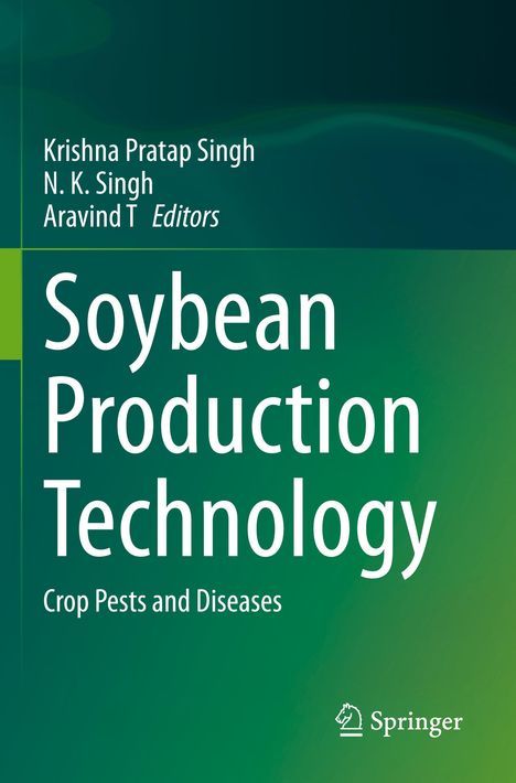 Titel: "Soybean Production Technology", Inhalt: Anbau, Schädlinge. Grün-blauer Hintergrund. Springer-Logo unten.