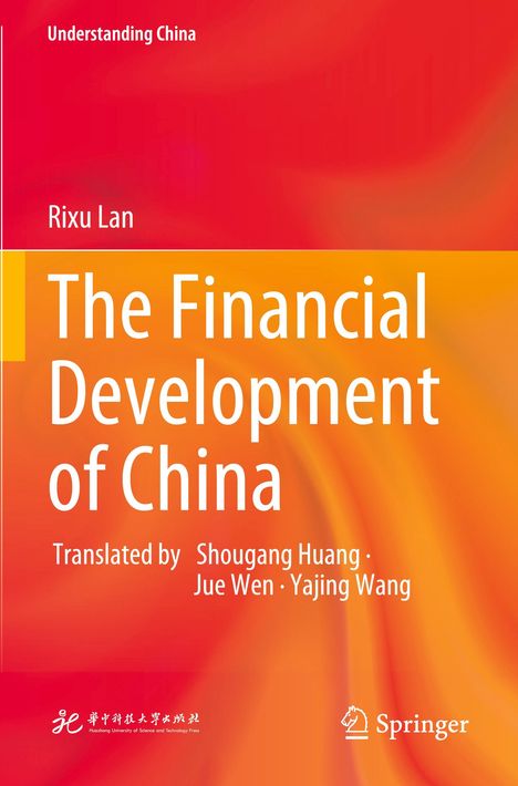 „Understanding China“, „Rixu Lan“, „The Financial Development of China“. Orange-roter Hintergrund mit weißem Text.