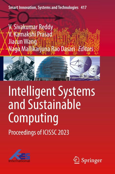 "Intelligent Systems and Sustainable Computing" steht in Weiß auf rotem Hintergrund. Darunter technologische Bilder.
