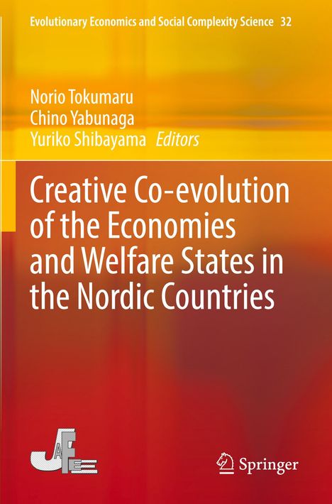 Buchtitel: "Creative Co-evolution of the Economies and Welfare States in the Nordic Countries". Orange-rot Farbverlauf, Springer-Logo.