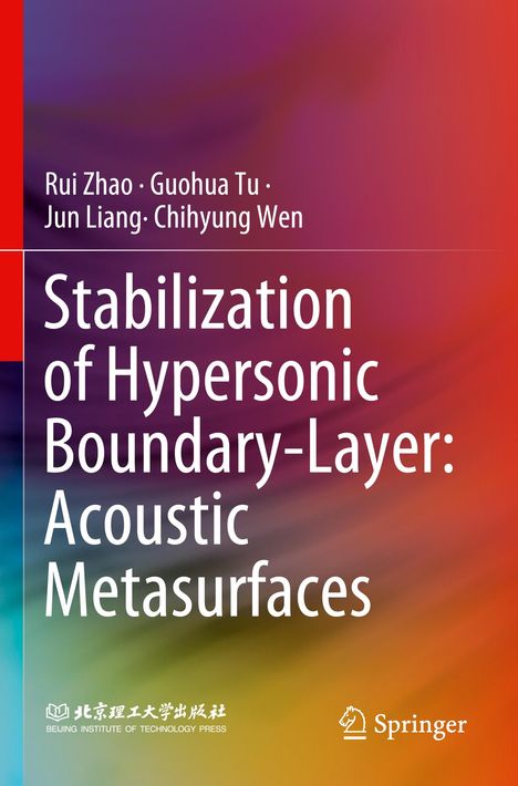 Text: "Stabilization of Hypersonic Boundary-Layer: Acoustic Metasurfaces". Bunte, verlaufende Farben. Springer-Logo unten.