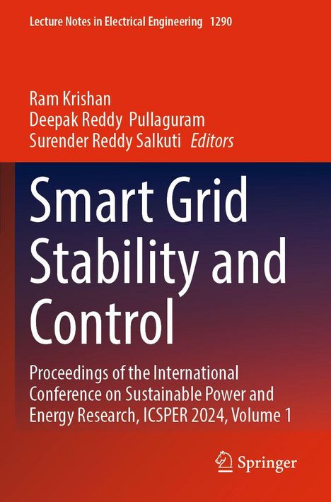 "Smart Grid Stability and Control" von Ram Krishan und anderen. Springer-Logo unten rechts.