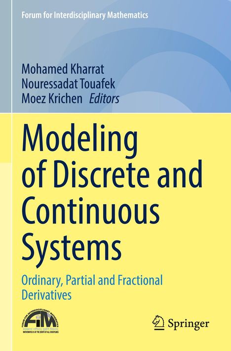 "Modeling of Discrete and Continuous Systems" auf gelbem Hintergrund, darüber Herausgebernamen. Unten zwei Verlagslogos.