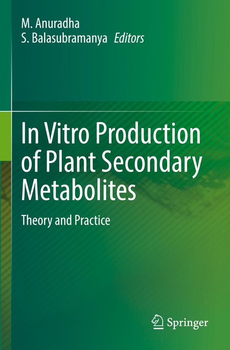 Titel: In Vitro Production of Plant Secondary Metabolites. Autoren: M. Anuradha, S. Balasubramanya, Editors. Logo unten.