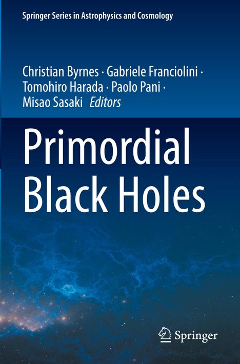 "Primordial Black Holes" von verschiedenen Editoren. Blauer Hintergrund mit leuchtendem Nebel und Springer-Logo.