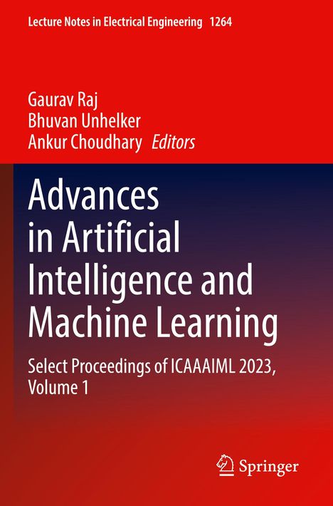 "Advances in Artificial Intelligence and Machine Learning" Buchcover mit rotem und dunkelblauem Farbverlauf.