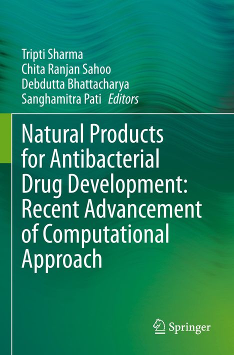 Titel: "Natural Products for Antibacterial Drug Development: Recent Advancement of Computational Approach". Grüner Hintergrund.