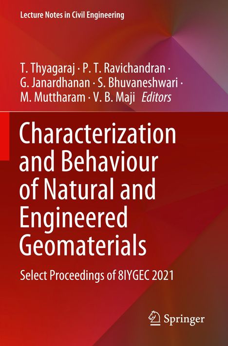 "Characterization and Behaviour of Natural and Engineered Geomaterials" in weißen Buchstaben auf rotem Hintergrund. Springer-Logo.