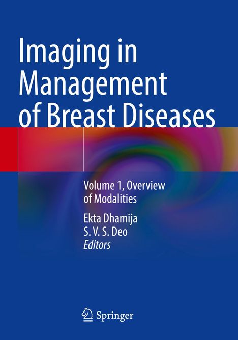 Buchtitel: "Imaging in Management of Breast Diseases," Band 1. Verzierter Hintergrund mit Farbverlauf. Springer-Logo.
