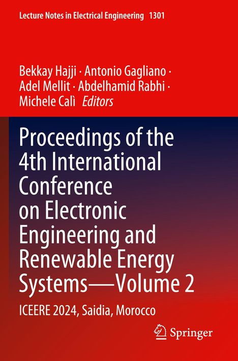 Titel: Proceedings of the 4th International Conference on Electronic Engineering and Renewable Energy Systems—Volume 2. Text auf rotem Hintergrund mit Namen der Herausgeber.