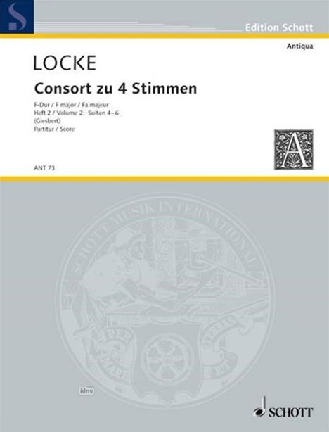 Matthew Locke: Locke,M.            :Consort /P /4 INSTR /GH, Noten