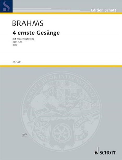 Johannes Brahms: Brahms,J.           :Vier ernste...121 /bsolo,klav, Noten