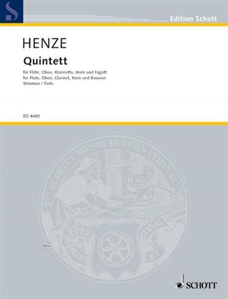 Hans Werner Henze: Quintett, Noten