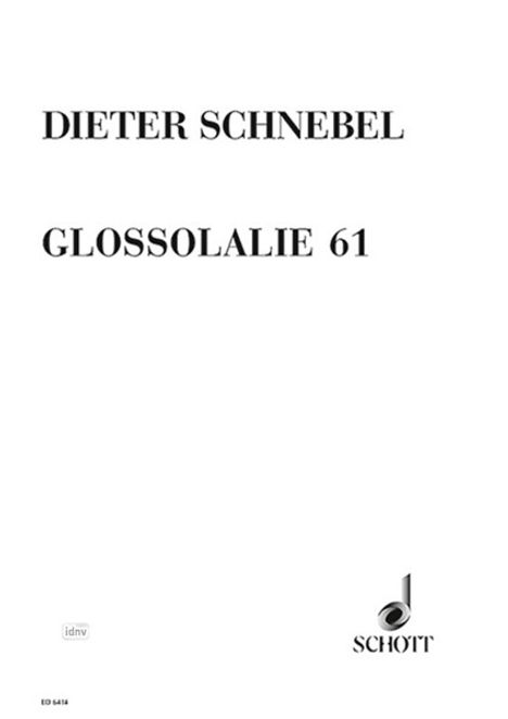 Dieter Schnebel: Schnebel, Dieter    :Glossolalie 61 /SP /SPR/I, Noten