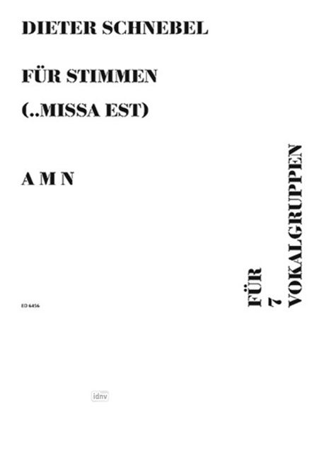 Dieter Schnebel: Für Stimmen (... missa est), Noten