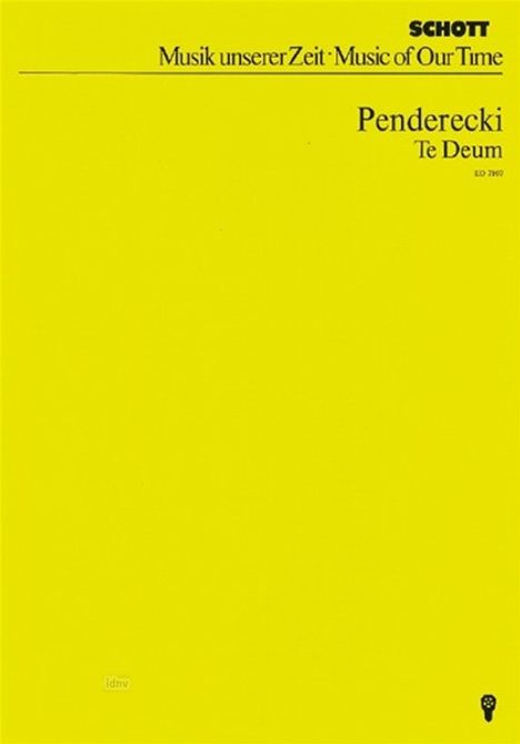 Krzysztof Penderecki: Te Deum (1979 - 1980), Noten