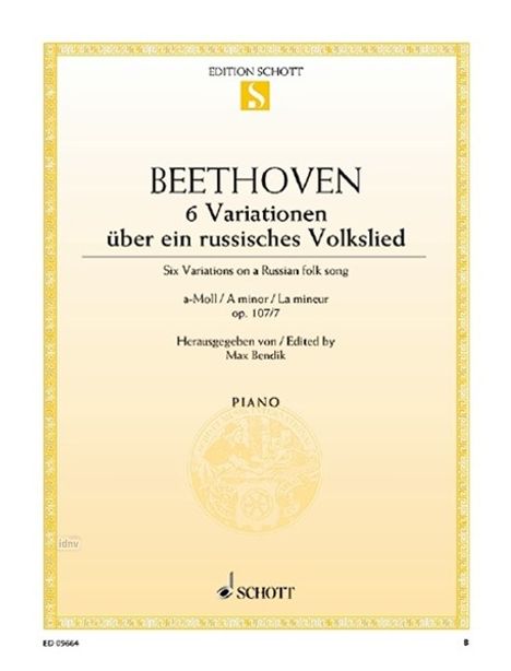 Ludwig van Beethoven: Sechs Variationen a-Moll op. 107/7, Noten