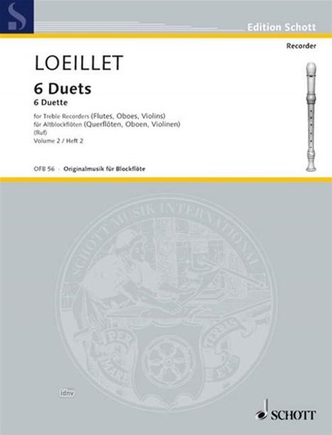 Jean Baptiste Loeillet de Gant: 6 Duette, Noten