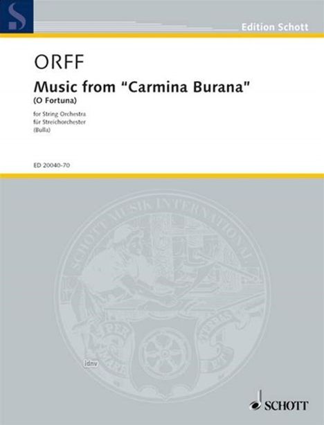 Carl Orff: Music from "Carmina Burana" (O Fortuna), Noten