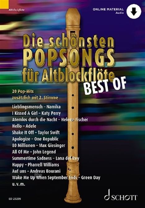 Die schönsten Popsongs für Alt-Blockflöte BEST OF, Buch