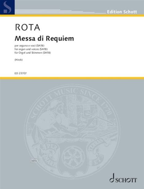 Nino Rota: Messa di Requiem für Orgel und Stimmen (SATB) (1923 - 1924), Noten