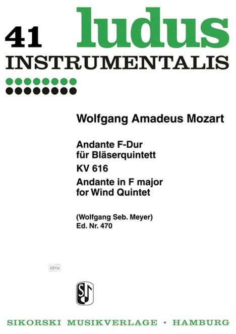 Wolfgang Amadeus Mozart: Andante F-Dur KV 616, Noten