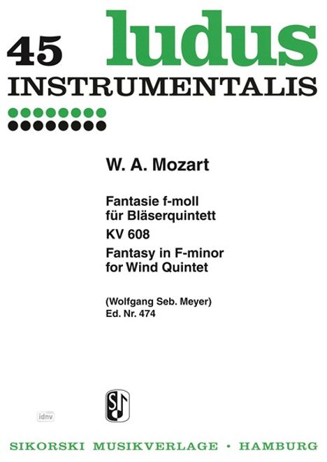 Wolfgang Amadeus Mozart: Fantasie f-moll KV 608, Noten