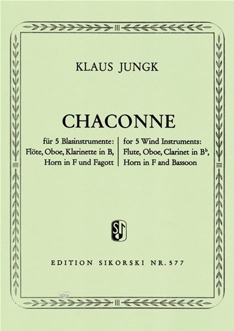 Klaus Jungk: Chaconne, Noten