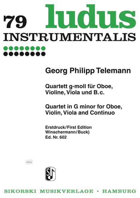 Georg Philipp Telemann: Quartett g-moll TWV 43:g2, Noten