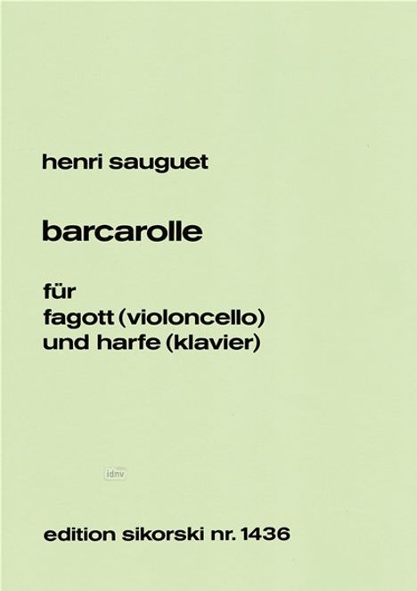Henri Sauguet: Barcarolle, Noten